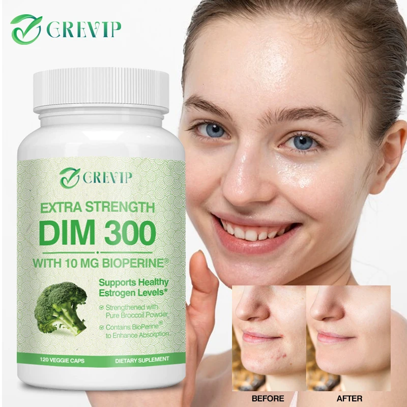 

DIM 300mg - with Broccoli, Hormonal Balance | Relieves Menopausal Symptoms, Acne, Hot Flashes, and Provides Antioxidant Support