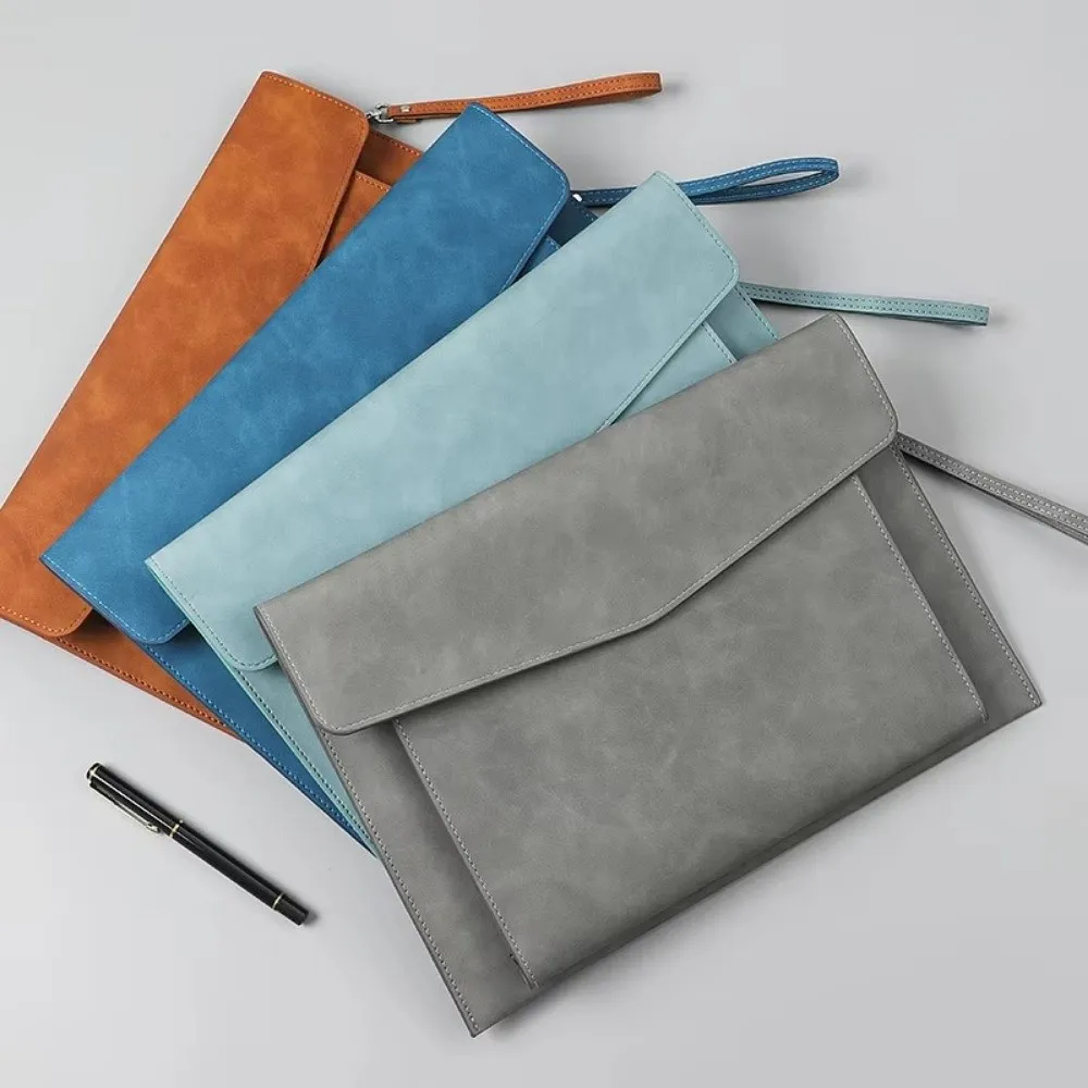 Portable A4 Document Bag Leather Large Capacity File Folder Waterproof Laptop Cases Office Organizer view 4
