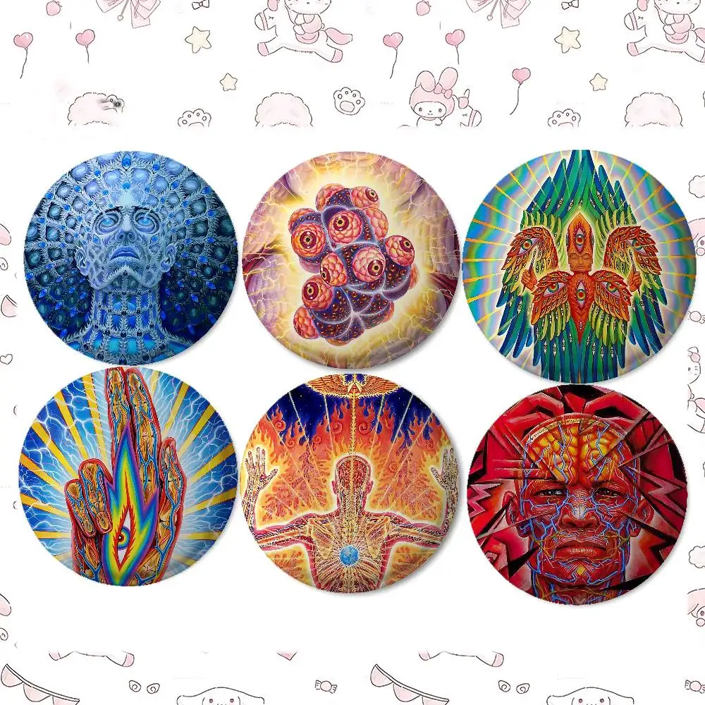 A-Alex G-Grey Art Badges Peripheral Lapel Pins Tinplate Round Brooch For Shoulder Bag Accessories Souvenir Gifts