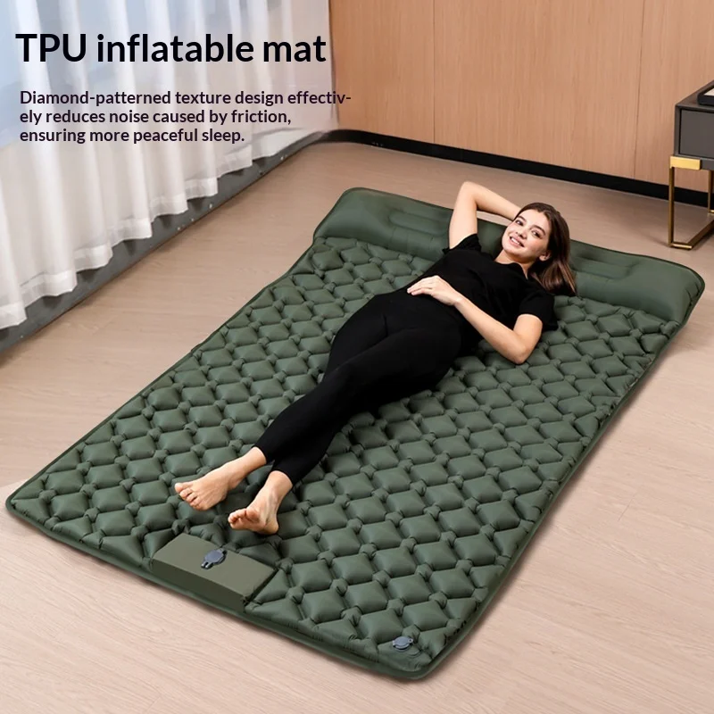 

Надувной матрас для кемпинга на открытом воздухе, двуспальный, ультралегкий, водонепроницаемый, складной, для походов, пеших прогулок и путешествий на автомобиле