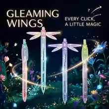 Dragonfly Wing Click Pen Fun Pop-Open Wing Design 0.5mm Fine Tip Smooth and Comfortable for School & Office SuppliesGiftcutepens