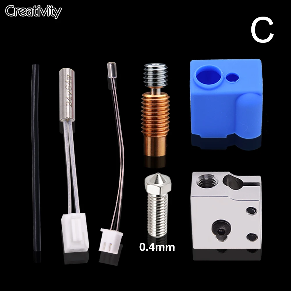 3D Extruder Artillery Sidewinder X1 Genius Silicon Cover Plated Copper Volcano nozzle Bi-metal Heatbreak Cartridge Heater