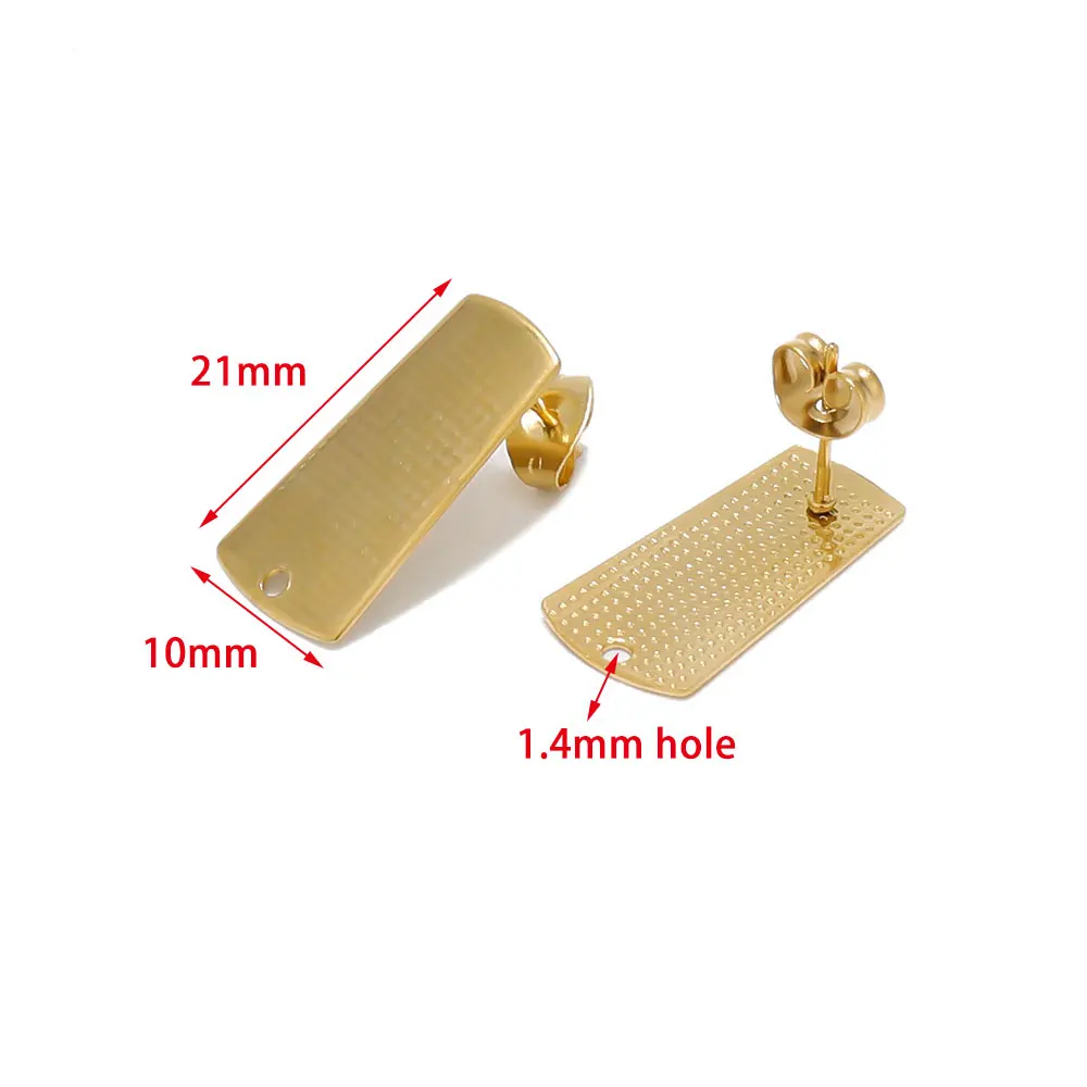 10Pcs Gold สีสแตนเลสรูปทรงเรขาคณิต Push-Back ต่างหูเม็ดกลมต่างหูการตั้งค่าผลการค้นหาเครื่องประดับ DIY ทำ