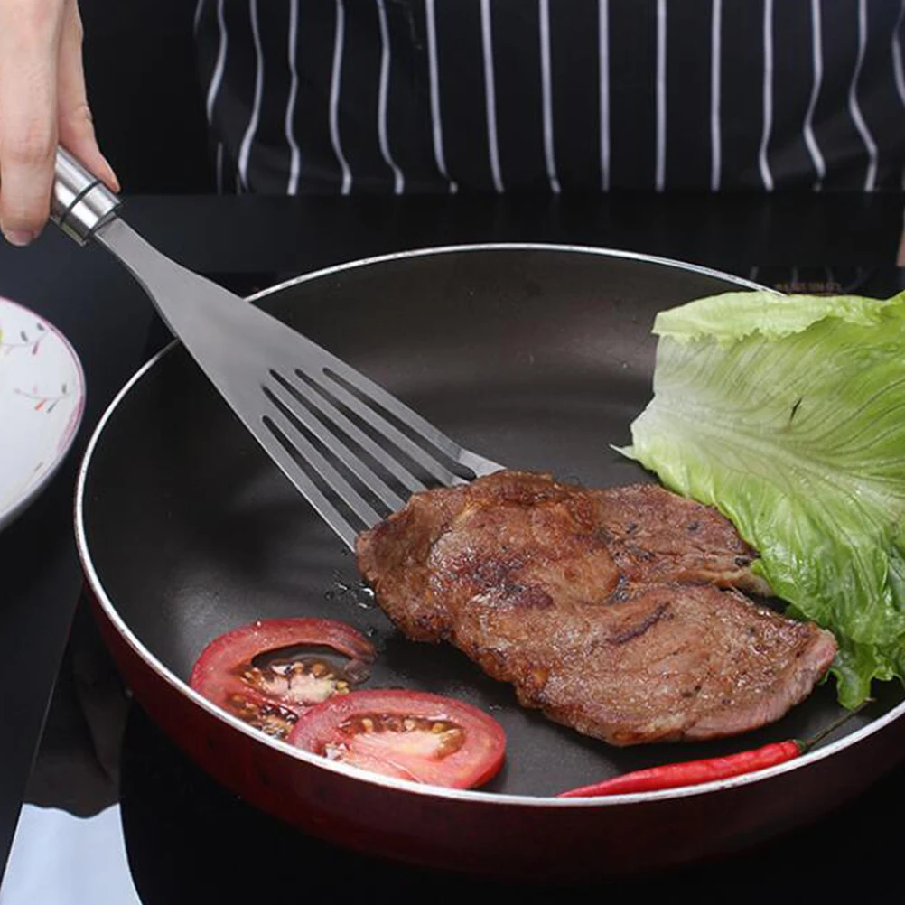 1 قطعة مجرفة الأسماك الفولاذ المقاوم للصدأ مشقوق القلي ملعقة النفط استنزاف غير لاصقة أداة الطبخ ل ستيك عجة الفطائر المطبخ #1