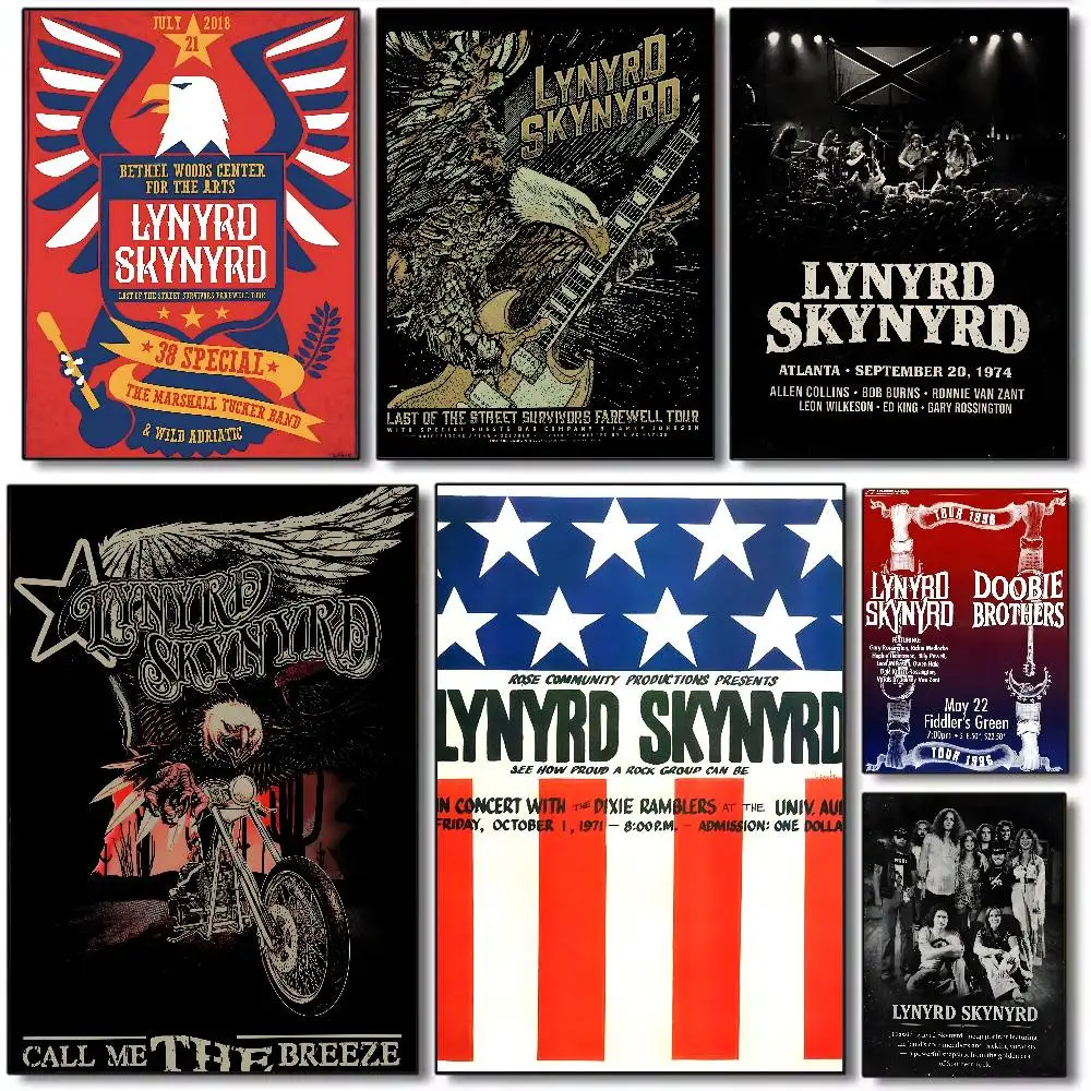 Rock Anthem L-Lynyrd Skynyrd Band Poster Art canvas HD aesthetic Printing Paper Wall Art for Living Room Bar fashion Home Decor