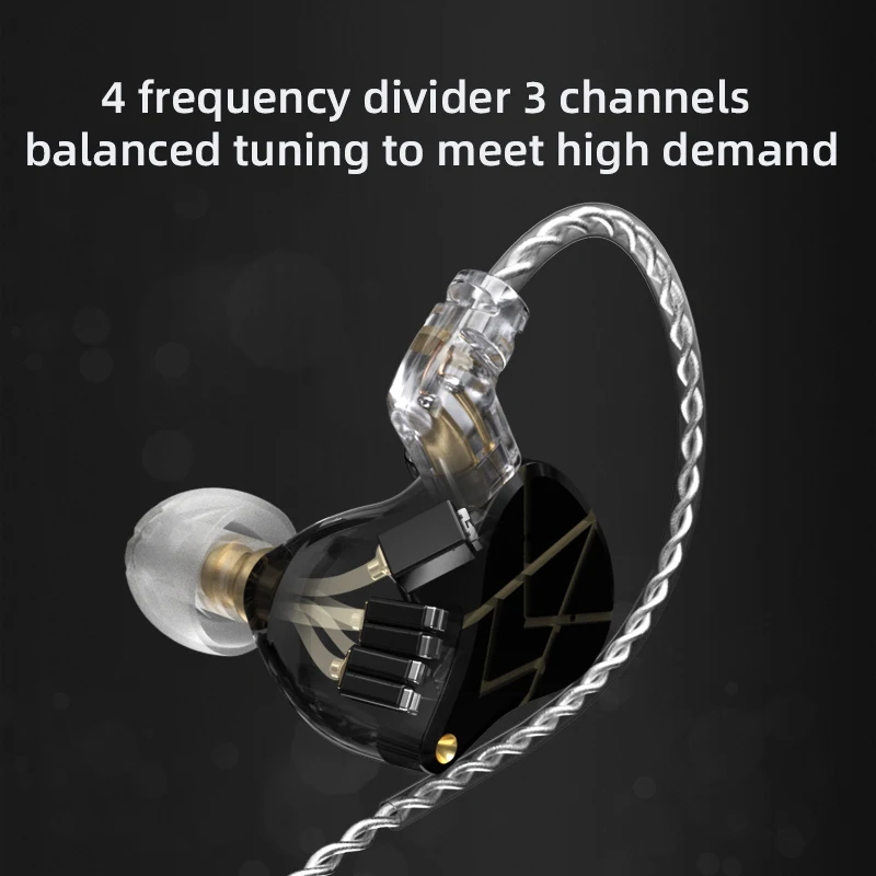 KZ ASX Headset 20 Unit BA Monitor In-Ear Bass HIFI Earphone Angker Seimbang Earbud Noise Cancelling Olahraga