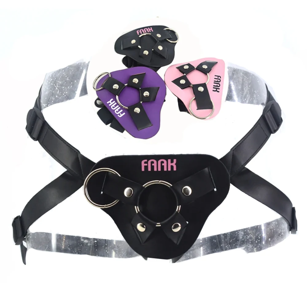 FAAK  Harness Strap-ons Bottom Leather Strap on Dildo penis Adjustable Bondage Sex Toys For Women  lesbian Sex Products sex shop