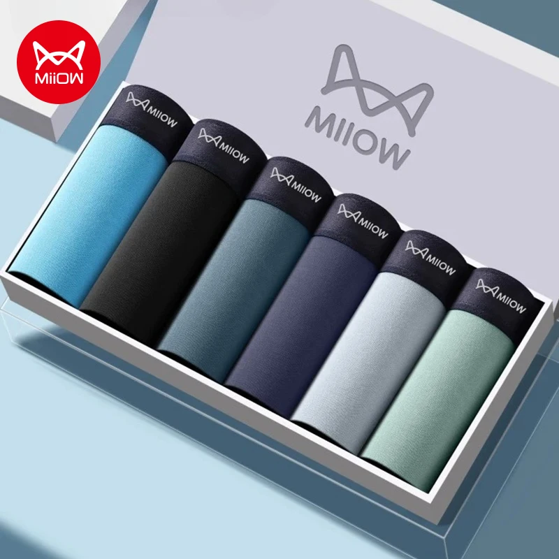 

MiiOW 6Pcs Men's Underwear Set Antibacterial Cotton Crotch Mens Underpants Breathable Mesh Men Boxer Briefs Man Panties L-5XL