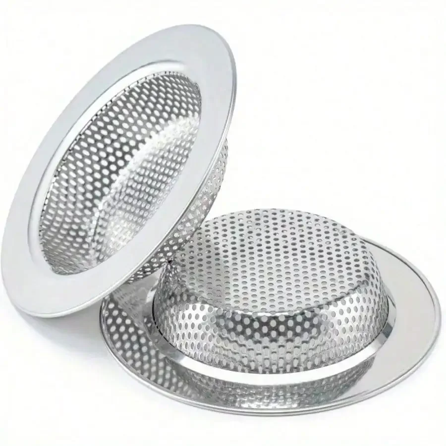 

2pcs Heavy-Duty Sink Strainers with Upgraded Double-Layer Safety, Anti-Clog Drain Basket, 304 Stainless Steel Sink Drain Protect