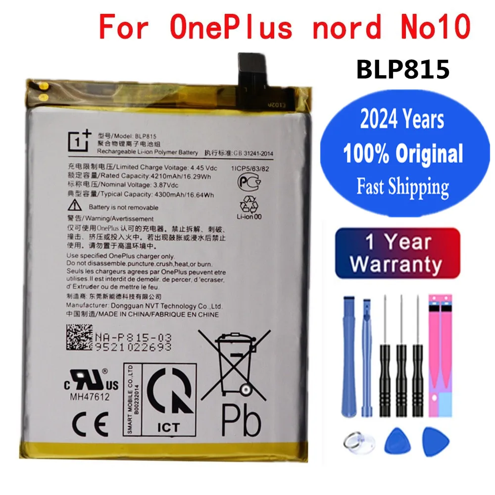 2024 Years One Plus 1+ 100% Original Phone Battery BLP815 For OPPO Oneplus Nord N10 5G Phone Battery Bateria Batteries + Tools