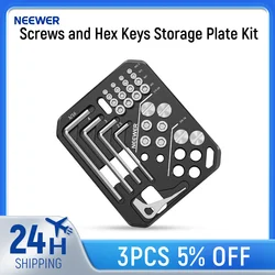 NEEWER Screws and Hex Keys Storage Plate Kit, 5 Hex Keys & 24 Stainless Steel Screws For SmallRig Handles Camera Cages