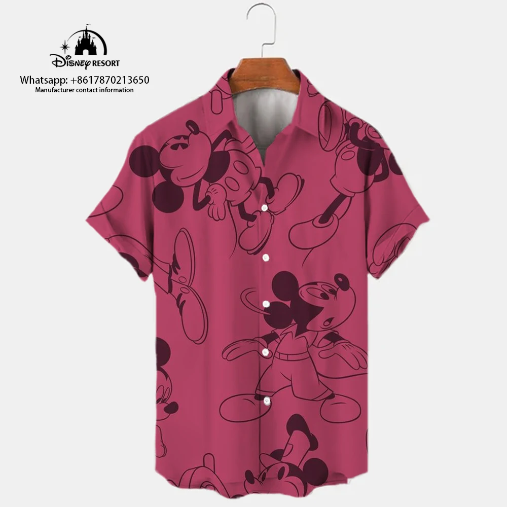 

Mickey comfortable men's 3D cartoon short-sleeved shirt shirt fashion casual men's short-sleeved shirt 2024 summer new