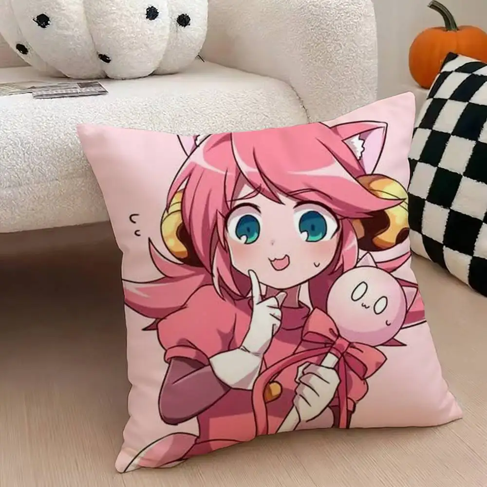 mew mew PINK Deltarune Pillow Case Pattern Printed Pillowcase For Living Room Sofa Cushion Cover
