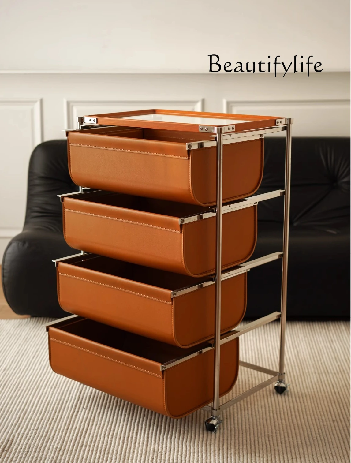 Shelf Multi-layer Storage Rack Kitchen Multifunctional Floor Bedside Snacks Stainless Steel