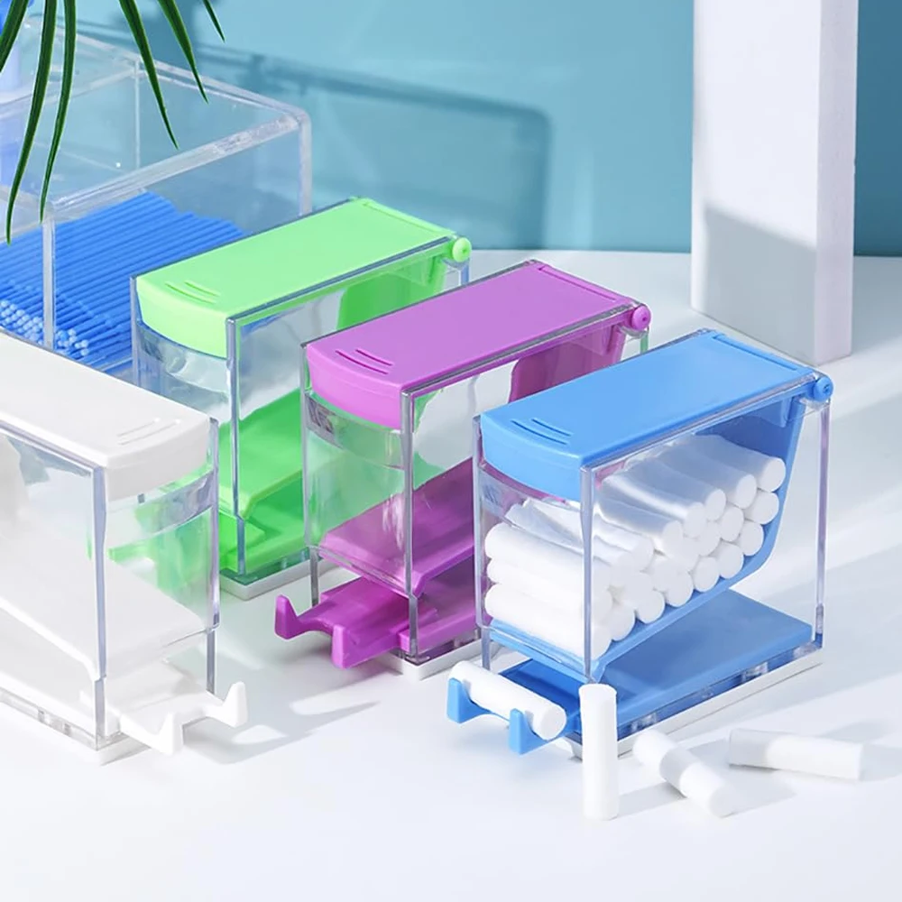 Dental Cotton Roll Dispenser Holder Press Type Box Holder Dental Swab Storage Box Dentistry Organizer Accessories Lab Supplies