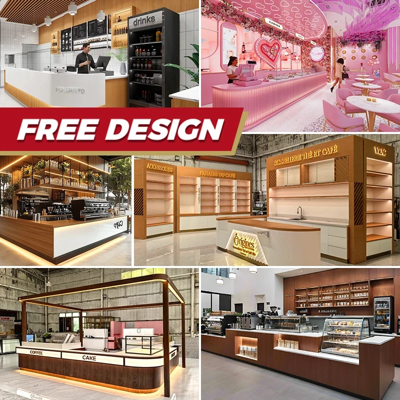 custom.Vintage Design Coffee Store Table Counter Chairs Custom Wooden Coffee Shop Furniture