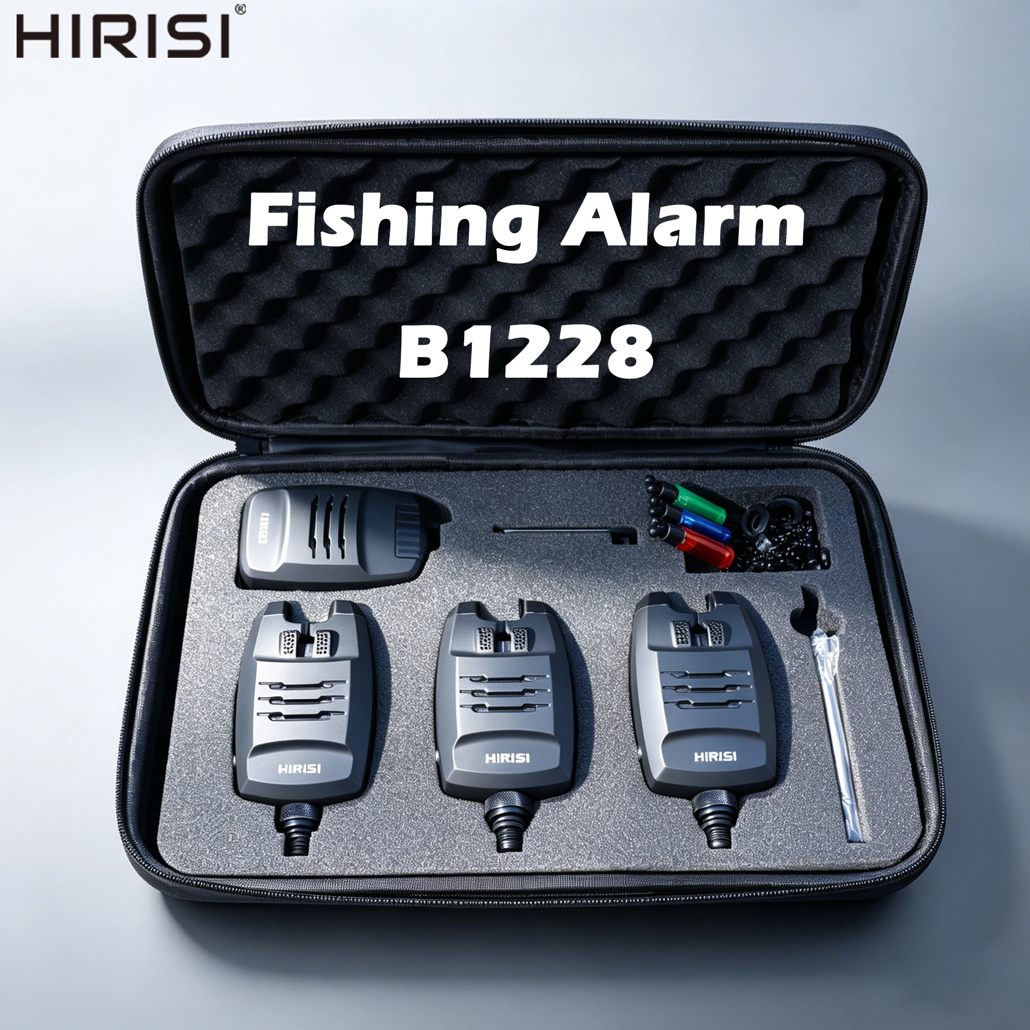 

HIRISI B1228 1+4 Wireless Carp Fishing Alarm Set, LED Electronic Bite Indicator with Snag Ear Bar, Sound & Light Alerts for Carp