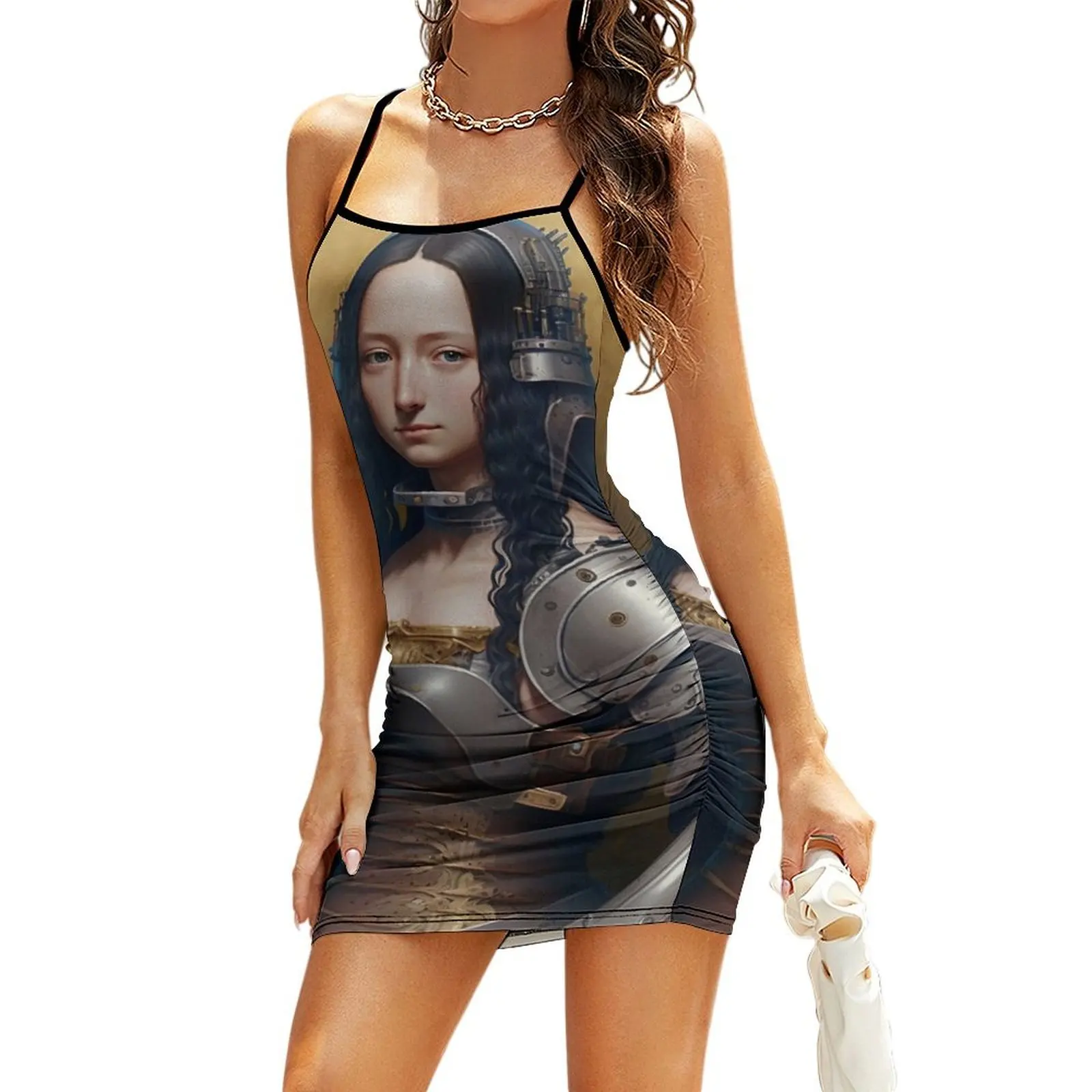 

Mona Lisa Anime Style Wearing Armor Sling Dress Women's skirt Summer women's clothing