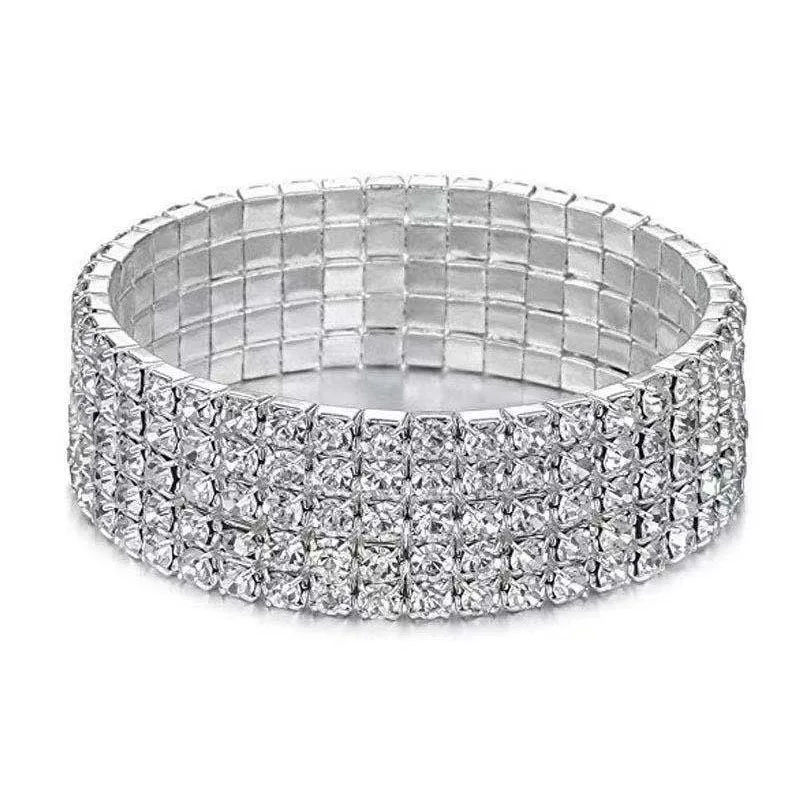 2026 New Minimalist Instagram Style Girl Row Zircon Bracelet, Women's 10 Row Diamond Sparkling Jewelry Jewelry Wholesale
