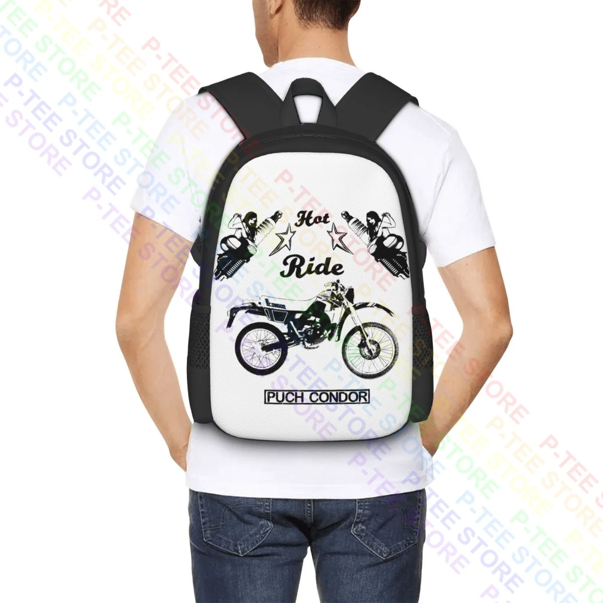 Mochila de motocicleta de grande capacidade, Classic CarsBackpack, Punk e pinup, Estilo esportivo, Punk e pinup