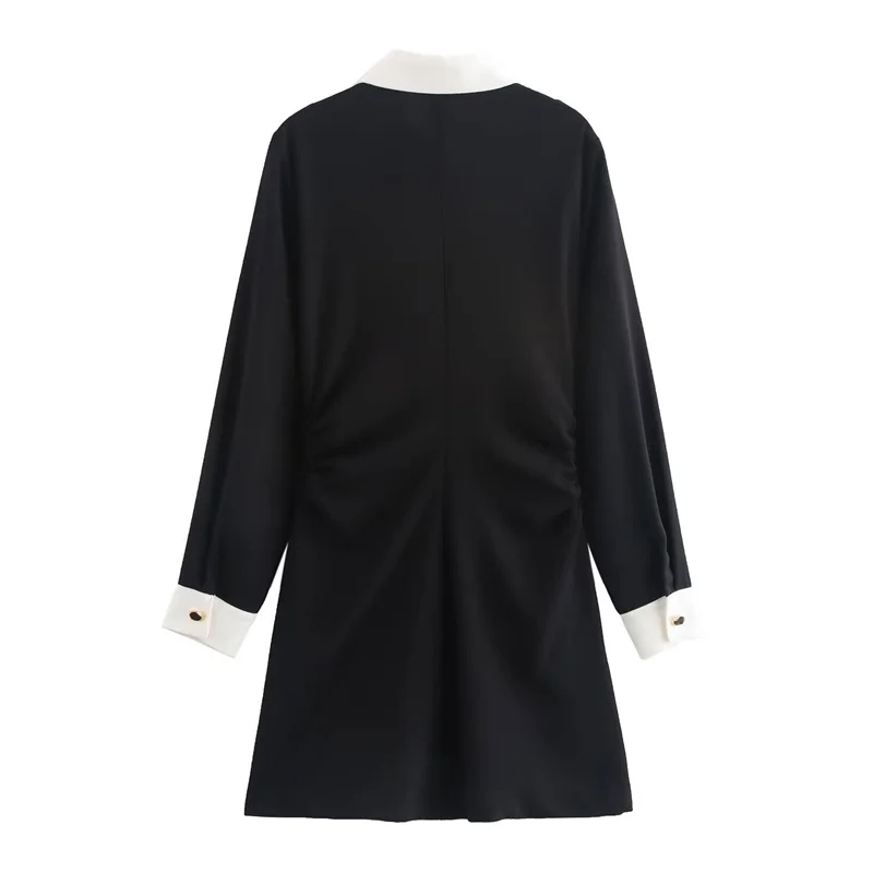 Autumn Women's Shirt Style Mini Dress 2024 New Fashion Casual Single Breasted A-line Dresses Elegant Women's Little Black Dress