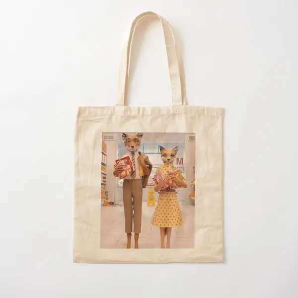 Mr Fox Couple Cotton  Canvas Bag Women Casual Ladies Foldable Travel Printed Reusable Unisex Shopper Designer Fashion