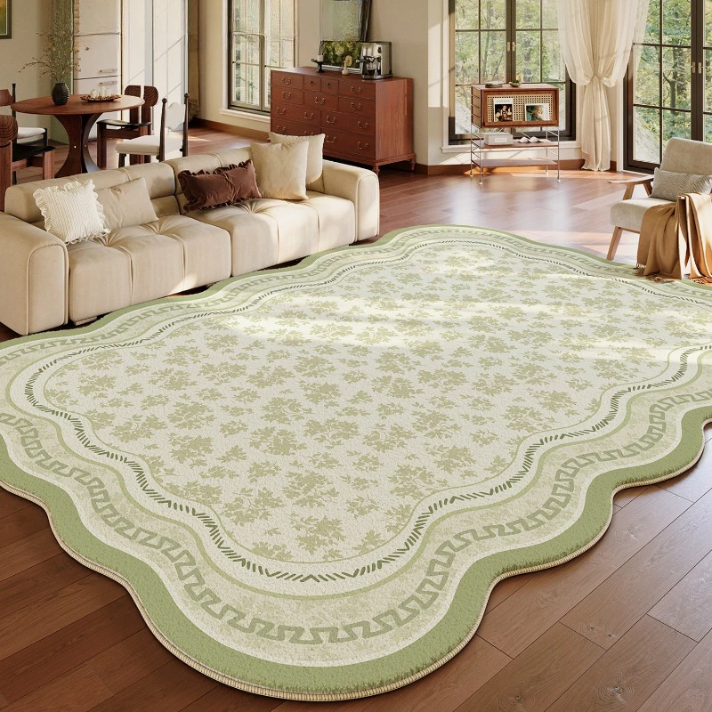 

Декор для спальни во французском стиле, зеленый ковер, пушистый мягкий ковер, ковры неправильной формы для гостиной, толстый плюшевый напольный коврик для гостиной