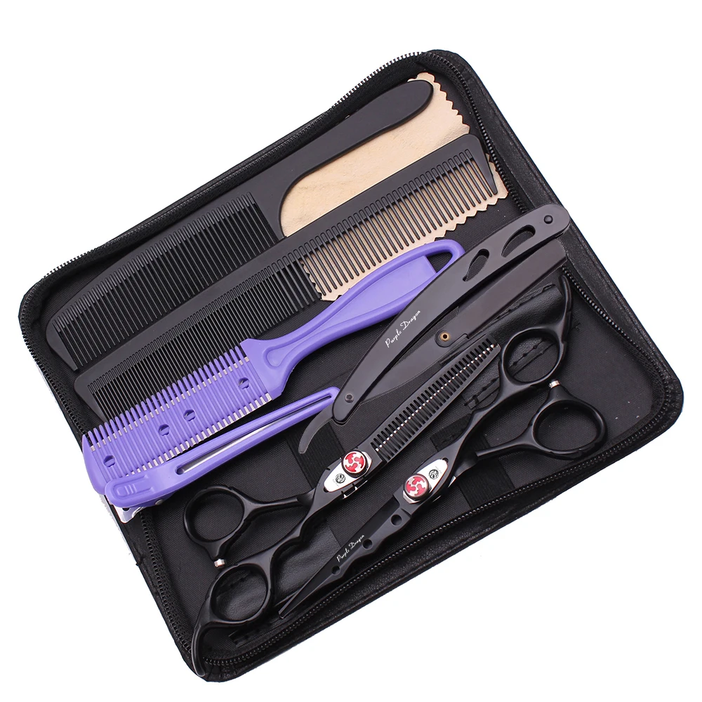Professionelle Haarschere 6 Zoll Japan Edelstahl Haarschere Schwarz Haarschneideschere Rot Effilierschere Friseursalon Z1019 – Detail 13