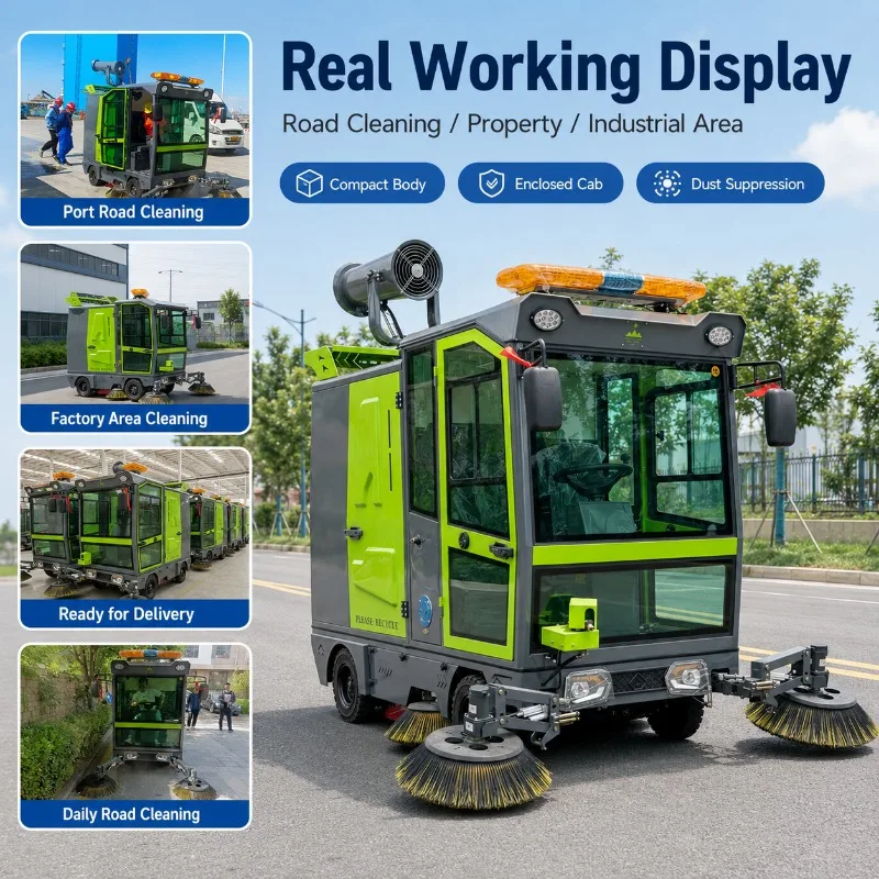 Electric Battery Powered Sweeper for Large Workshop Factory Road Dust Sand and Leaves Cleaning