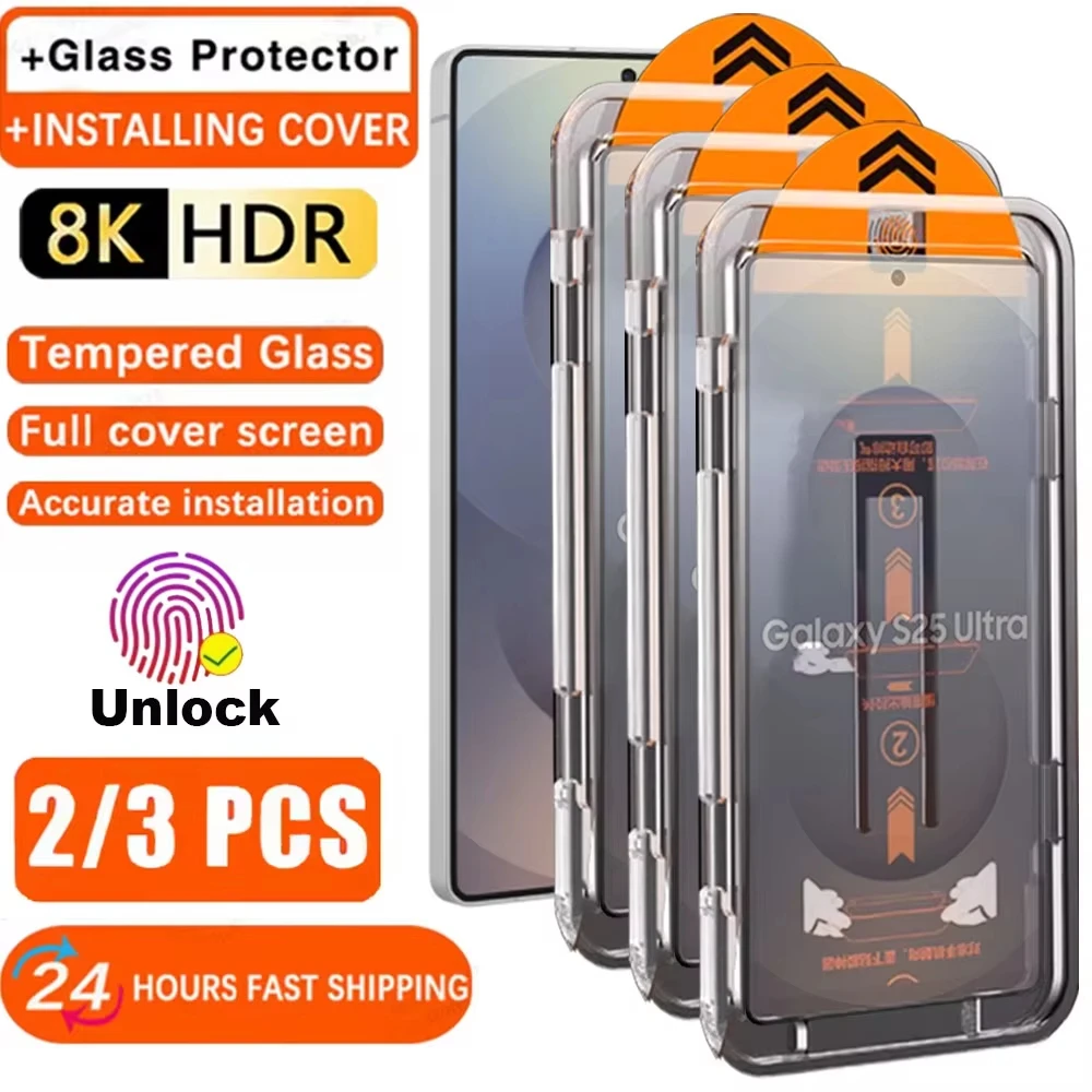 Easy Installation Screen Protector For Samsung S25 Ultra S26 S22 S23 S24 FE A56 A55 5g A16 A26 A54 A36 A35 A53 Tempered Glass