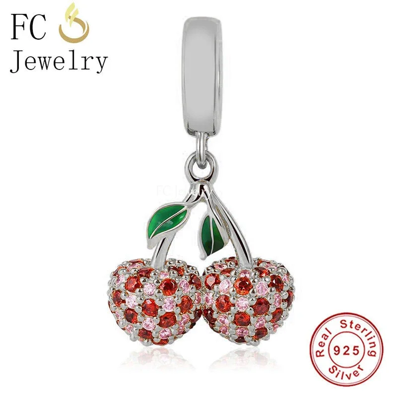 FC Jewelry Fit Original Pan Charms Bracelet 925 Sterling Silver Color Zircon Fruit Cherry Bead For Making Women Berloque 2024