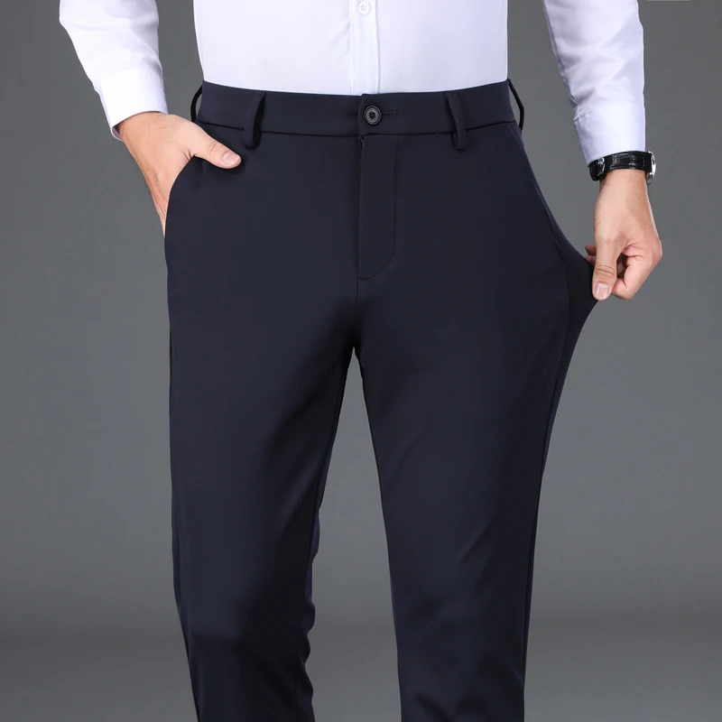 

202, весенне-осенние мужские эластичные нейлоновые эластичные повседневные брюки, деловые брюки прямого кроя, молодежный удобный и стильный дизайн