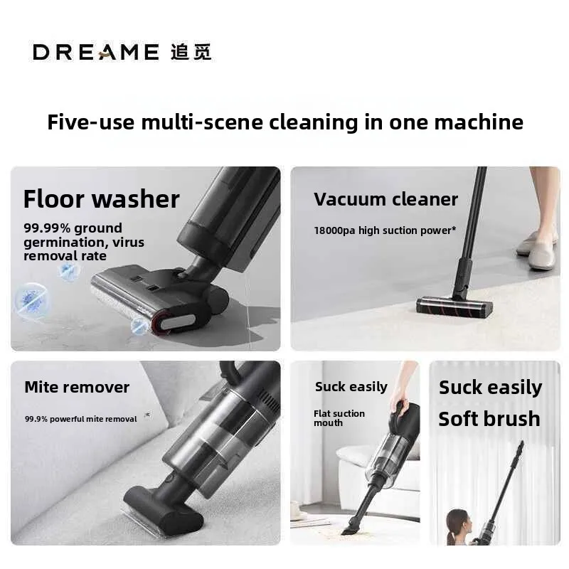 Dreame h13pro plus mix sem fio portátil máquina de esfregar a vácuo com um botão limpeza automática inglês falando