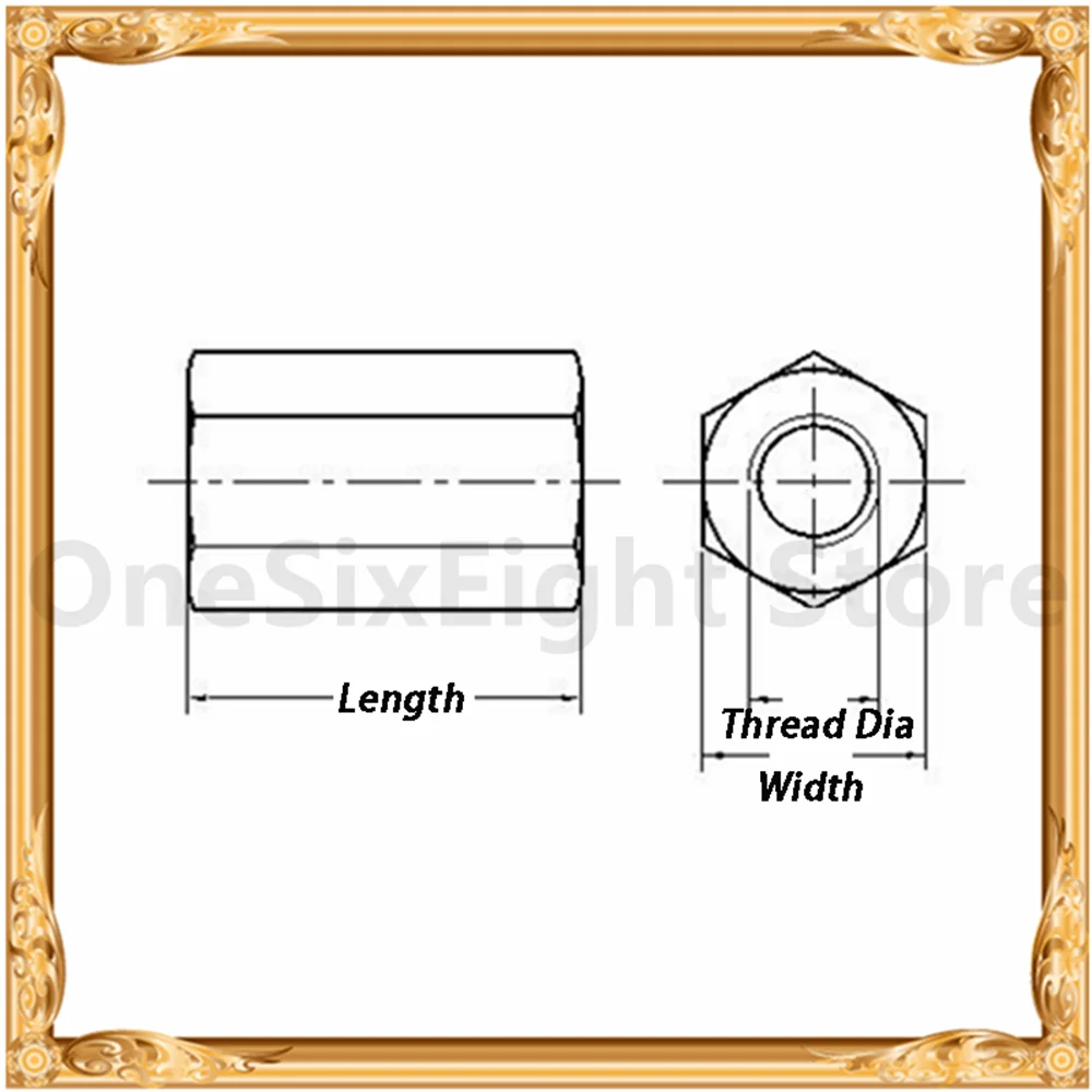 M5 Messing Hex Verbindung Mutter Hexagon Pleuel bar Stud Lange Mutter