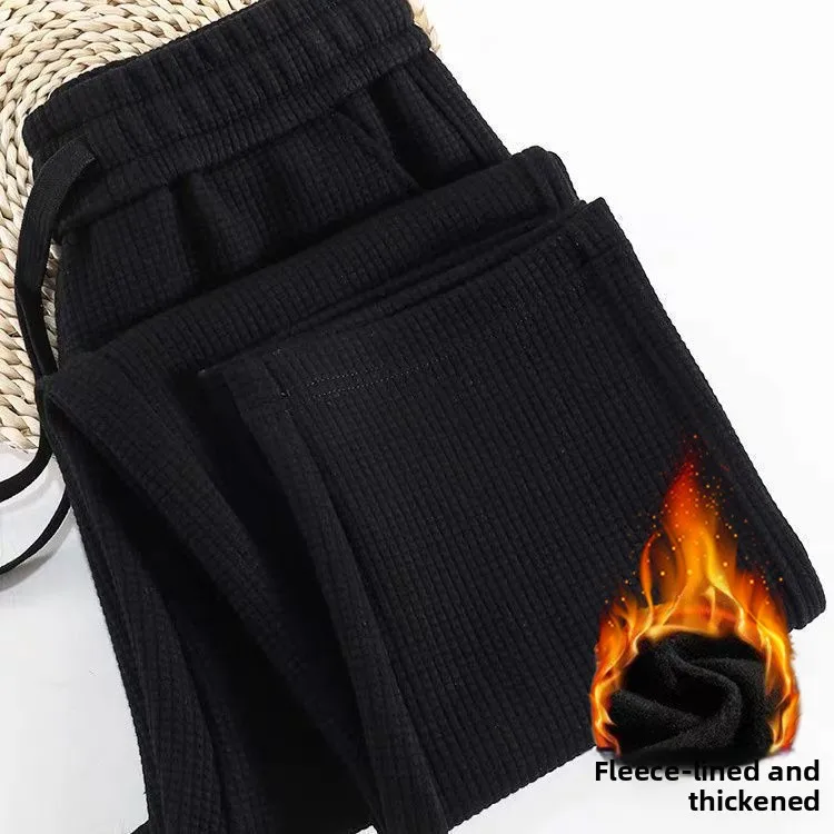 

Trendy Women's Corduroy Sweatpants High Waist Zipper Straight Leg Pants Korean Style Autumn Winter Loose Cuffed Casual Sports