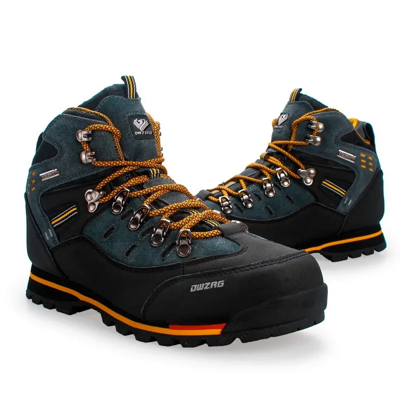 Zapatos de senderismo de cuero genuino para hombre, zapatillas de montaña impermeables de alta calidad, calzado deportivo para escalar al aire libre, botas todoterreno para hombre