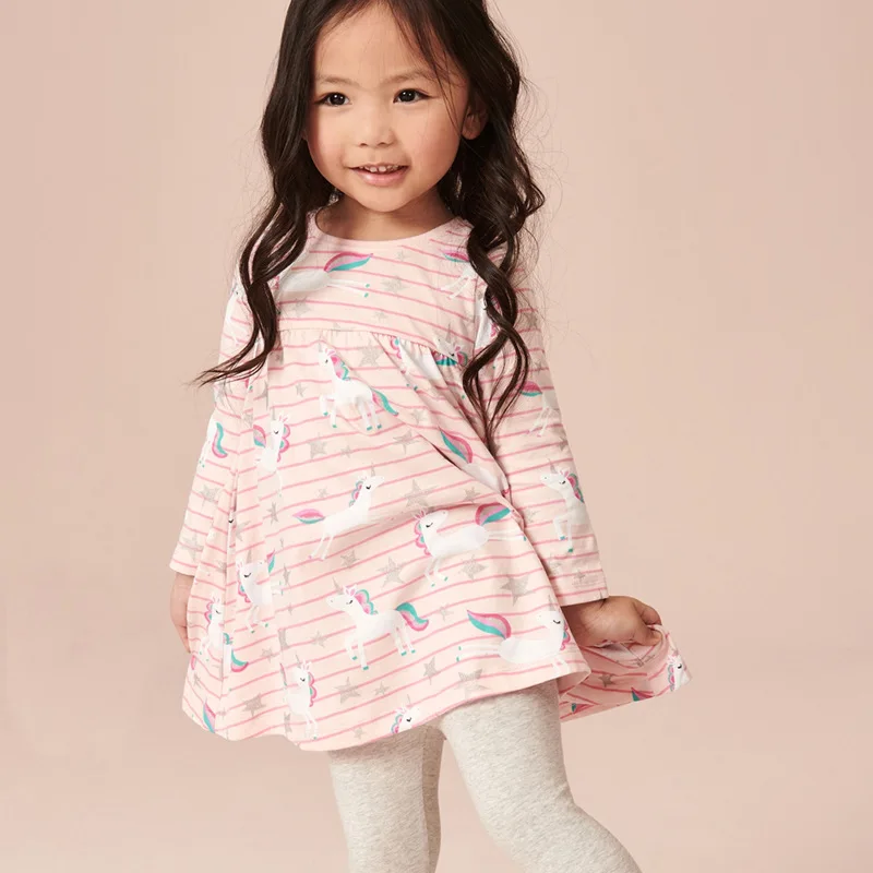 

2025Spring and Autumn Children's Dress with Cute Printed Patterns Girls' Long Sleeve Dress Wholesale Dropshipping