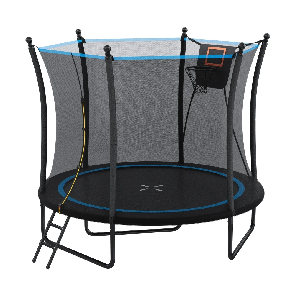 

8FT Trampoline with Enclosure net and Ladder, Outdoor Trampoline for Kids and Toddlers, Backyard Recreational Trampoline