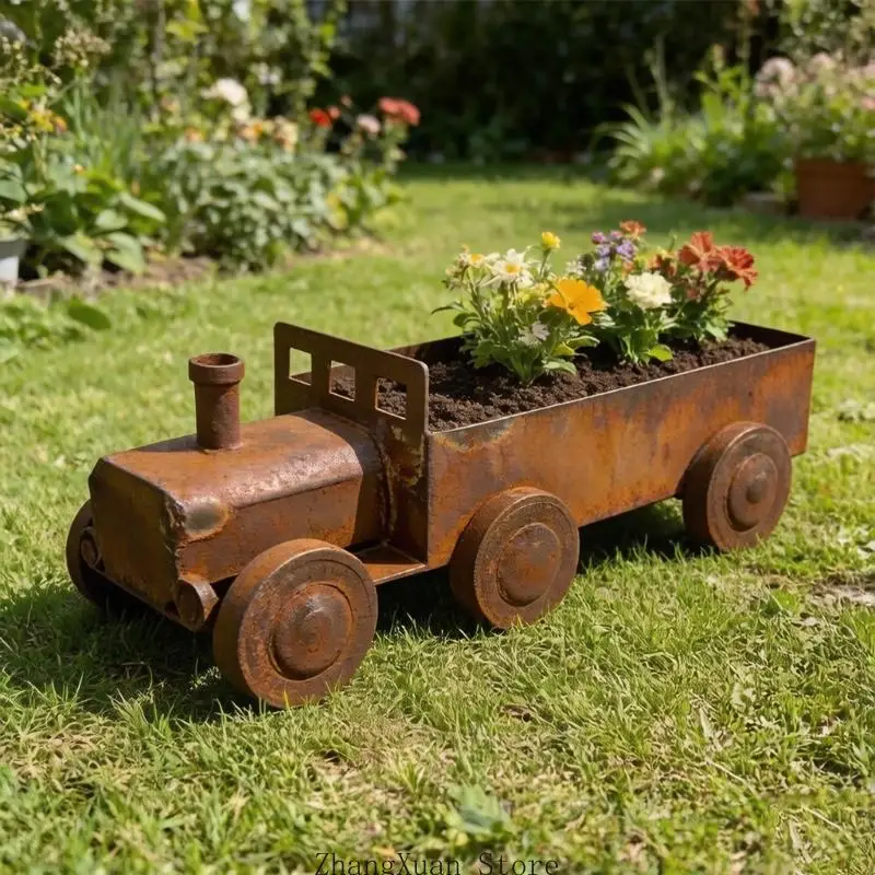 Miniatur-Lokomotive-Form-Garten-Pflanzgefäß für Terrassen, Hofdekoration, 3 x – Detail 7