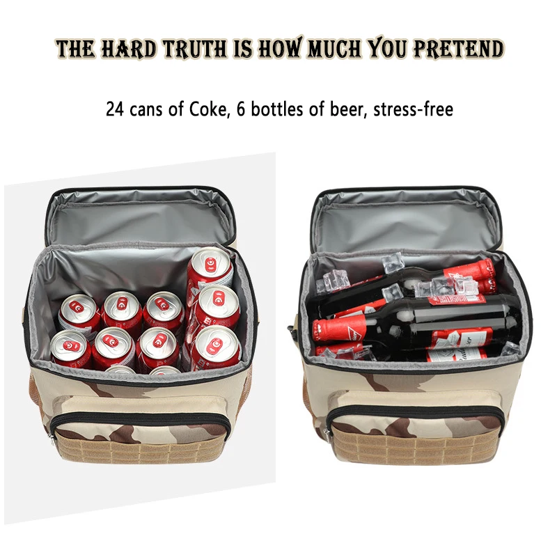 Tactical Lunch Bag for Men Work Leak Proof Insulated Durable Beach Thermal Cooler Handbag Camping Picnic Square Bags Portable
