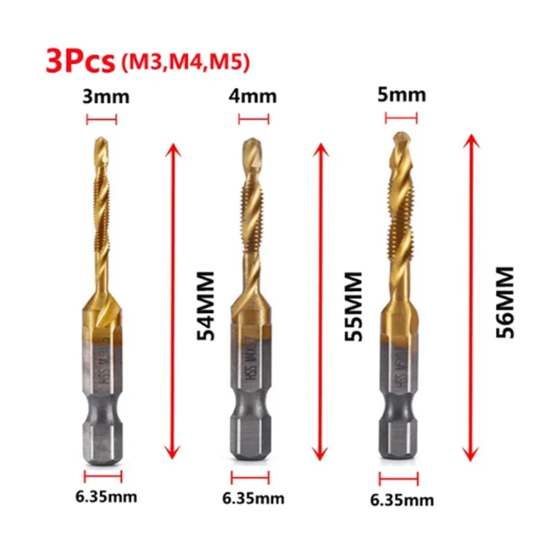 M3 m4 m5 Sechs kant schaft titan beschichtet hss Schrauben gewinde metrische Gewinde bohrer Schraube Maschine Compound Tap Open Fase Werkzeug