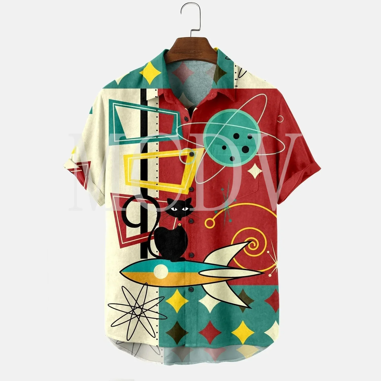 Spaceship Cat  3D All Over Printed Hawaiian Shirt Men For Women Casual Breathable Hawaiian Short Sleeve Shirt