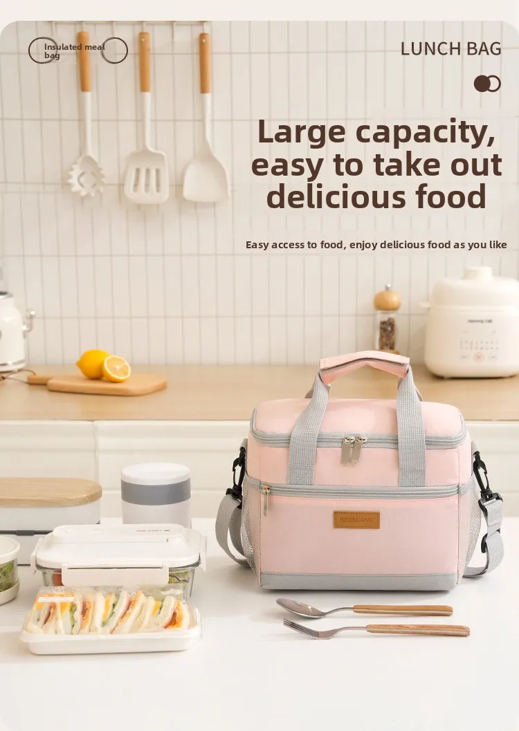 Tragbare Oxford Isolierte Kühltasche Wasserdichte Thermotasche Große Kapazität Schulter-Lebensmitteltasche für Picknick Camping Arbeit Reisen – Detail 5