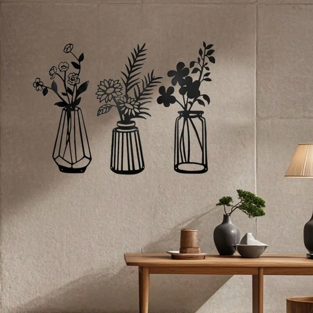

Metal Floral Wall Art Decor 3 Pack for Outdoor Garden Patio Home Decor