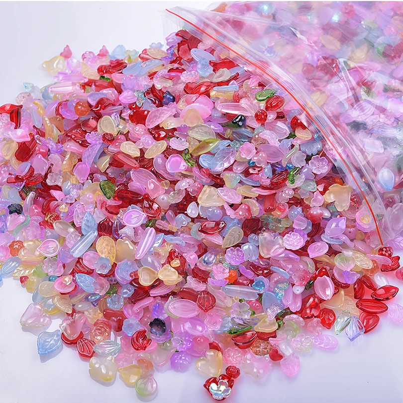 10/30/50/100pcs/Lot Random Mix Glass Charm Leaf Heart Pendants For Jewelry Making Supplies Handmade Earrings Vintage Accessories