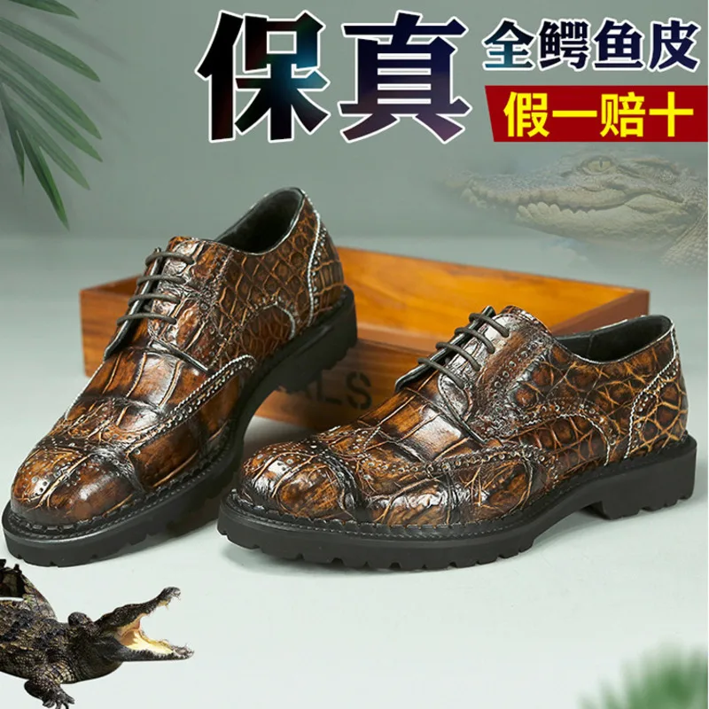 

Crocodile Men Bloch Carved Business Leather Suede Shoes Hand Polished Casual New Microwave Wheel Formal Shoes Men Loafers Oxford