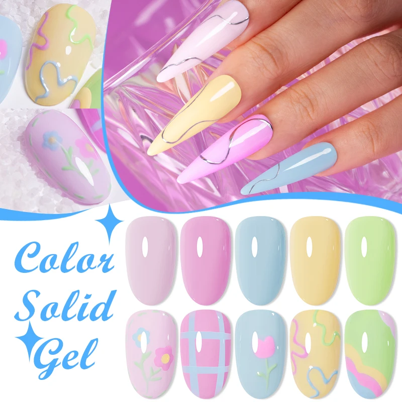 BOZLIN 5ml Color Solid Paint Gel Kit Nail Art Designs Hot Sale Soak Off UV LED Ink Color Varnish Gel Nail Polish Lacquer