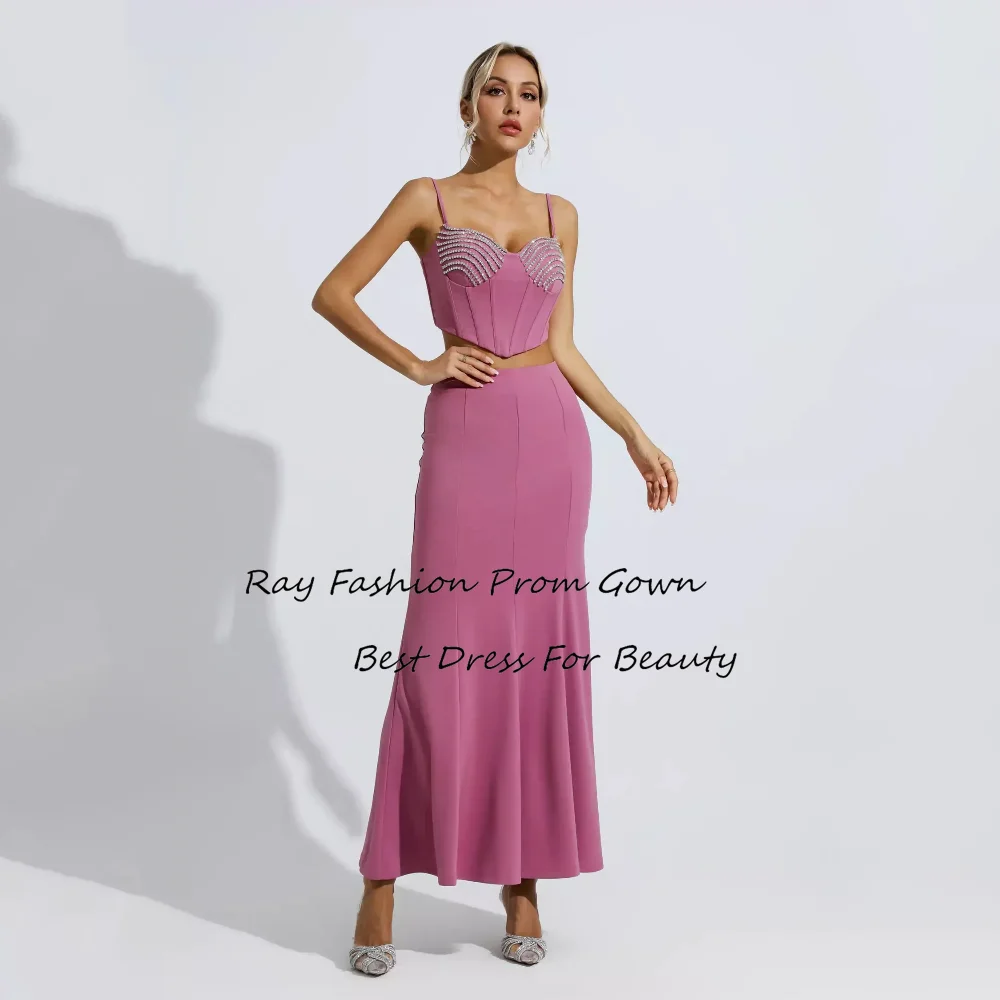 

Ray Fashion Mermaid Evening Dress Sweetheart Straps Sleeveless Ankle Length For Women Formal Occasion Party Gown فساتين سهرة