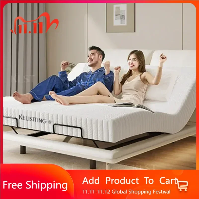 

Office Modern White Double Bed Frame Luxury Leather Smart Bed Adjustable Electric Creative Cama Queen Size Unique Furniture