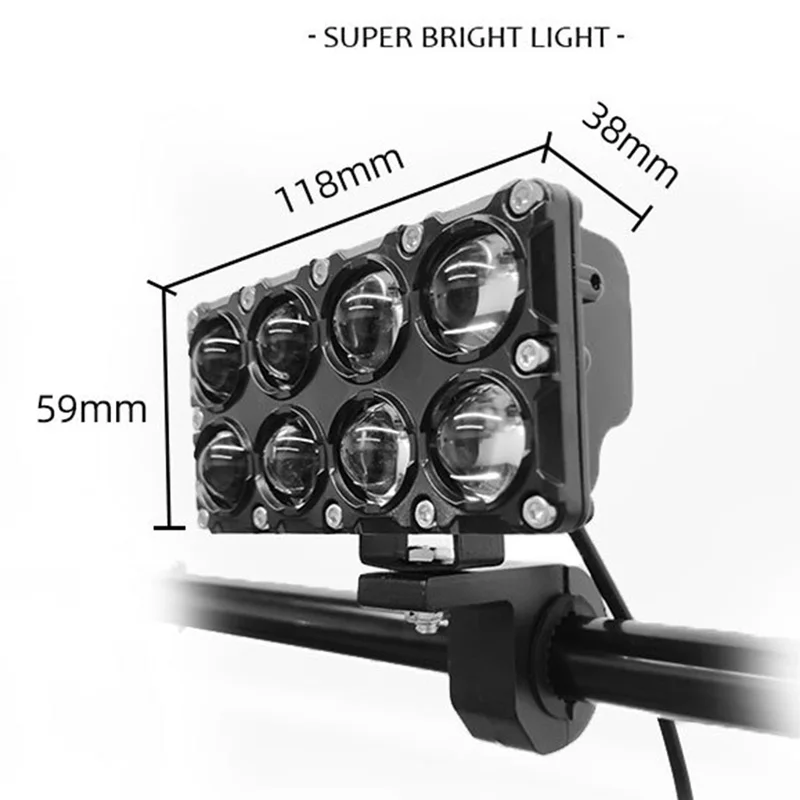 8 Lens Motorcycle LED Spotlight Dual Color Hi/Low Beam Fog Lights Auxiliary Driving Light Headlight For Trucks SUV UTV Off-road